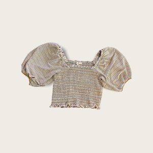 LOFT smocked puff sleeve crop top